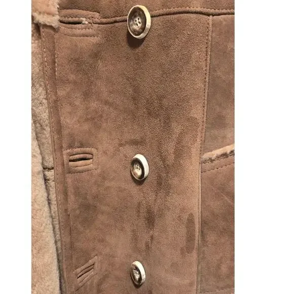 Sheepskin Shop Portland Sheepskin Coat Bone Buttons Vintage Size 40 - Picture 7 of 13